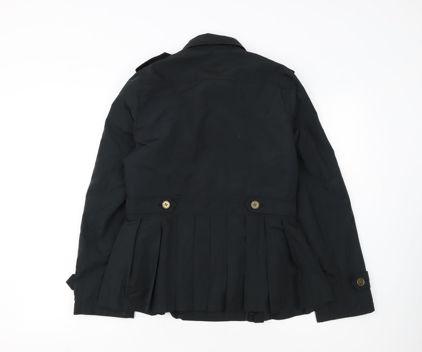 Anne Weyburn Women's Black Short Trench Coat Size 10 Lined Buttoned