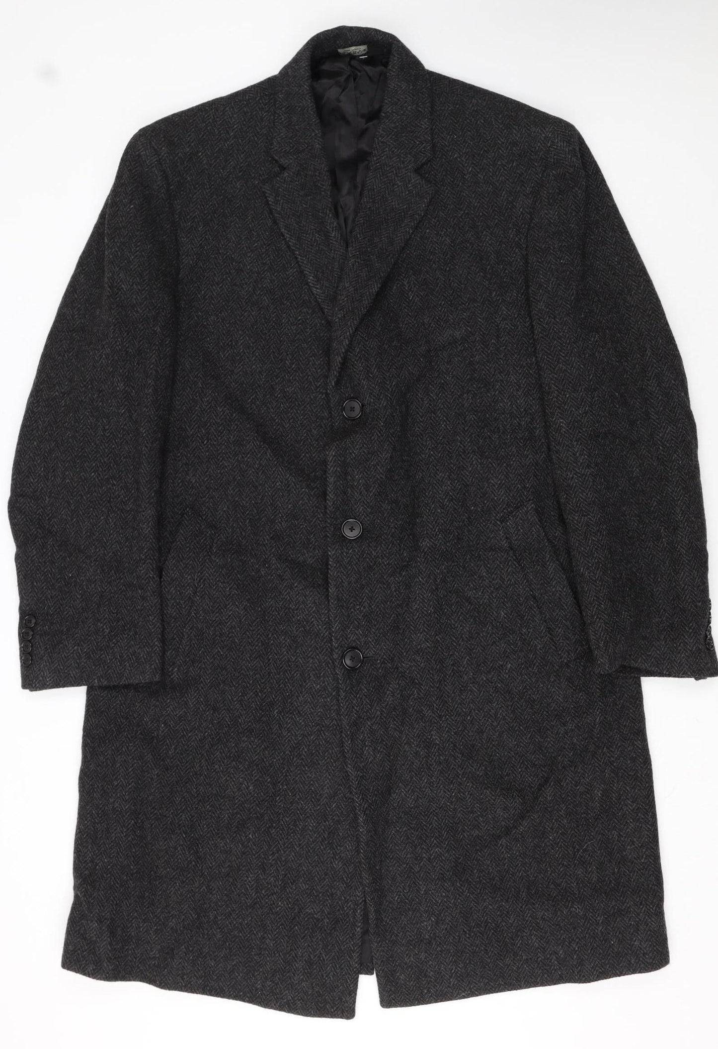 Jos. A. Bank Men's Grey Wool Herringbone Long Overcoat 42R