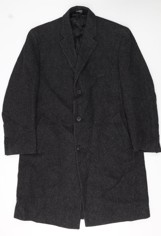 Jos. A. Bank Men's Grey Wool Herringbone Long Overcoat 42R