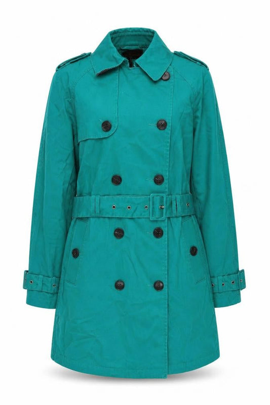 Ben Sherman Women's Green Cotton Trench Coat Size S Belted Classic Style