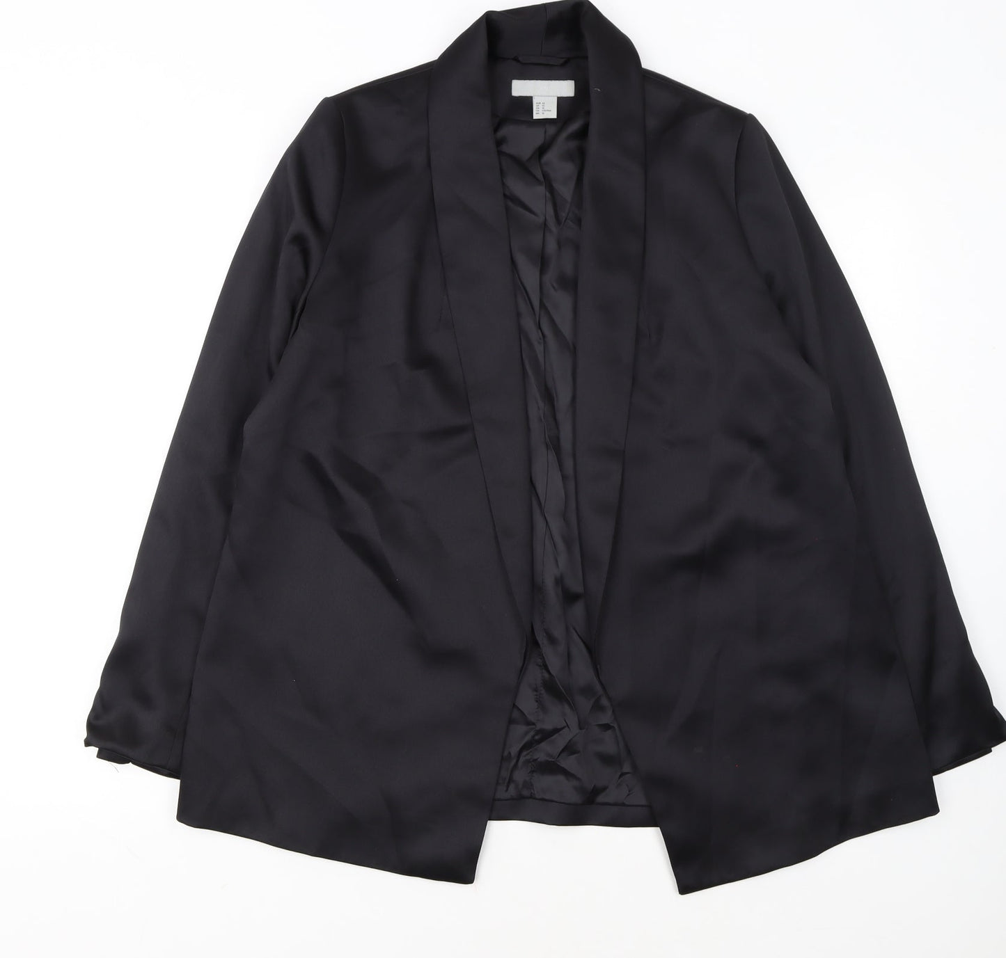 H&M Women Black Size 14 Shawl Collar Single-Breasted Blazer