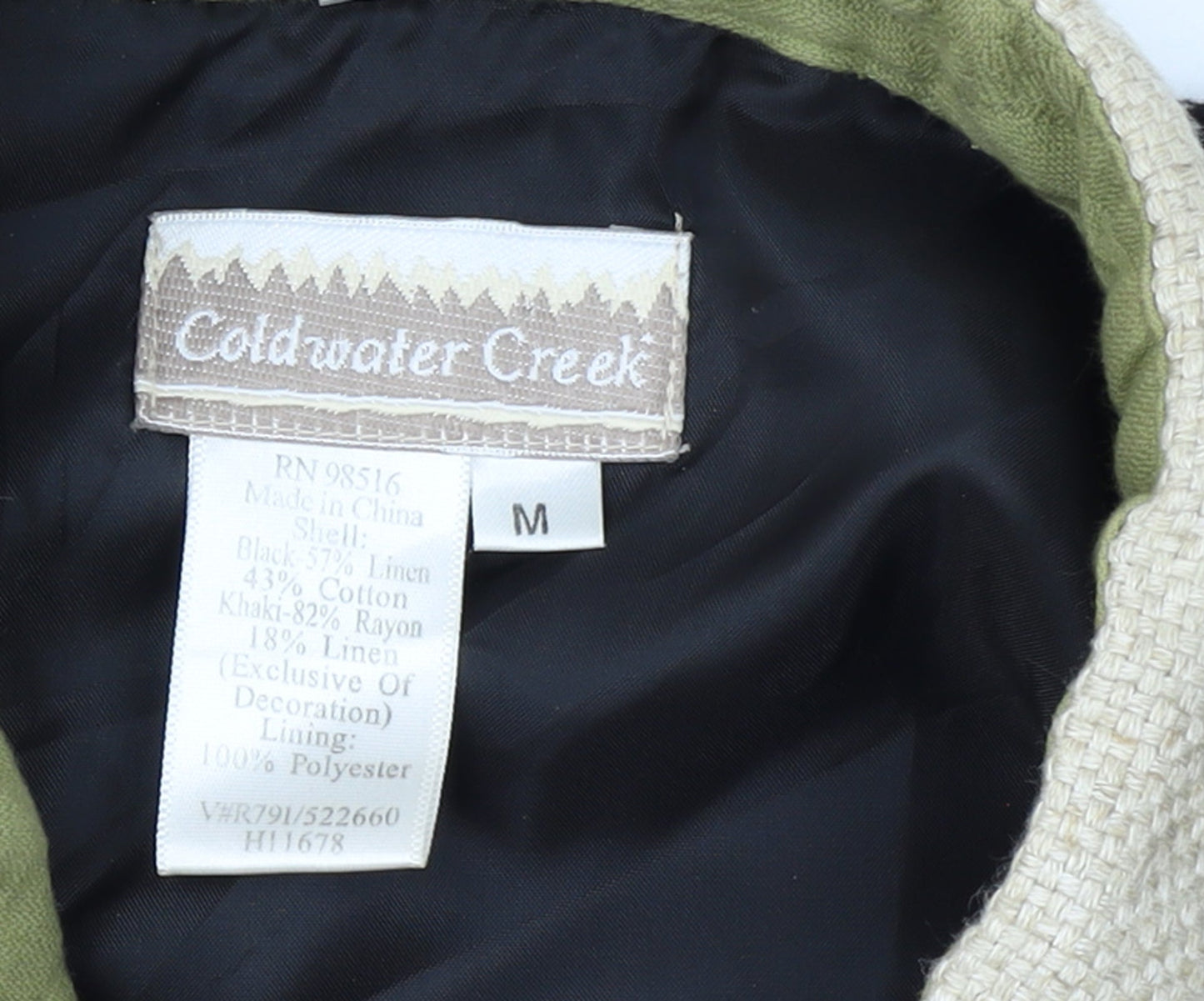 Coldwater Creek Women Black Floral Embroidered Cardigan Medium Linen Blend