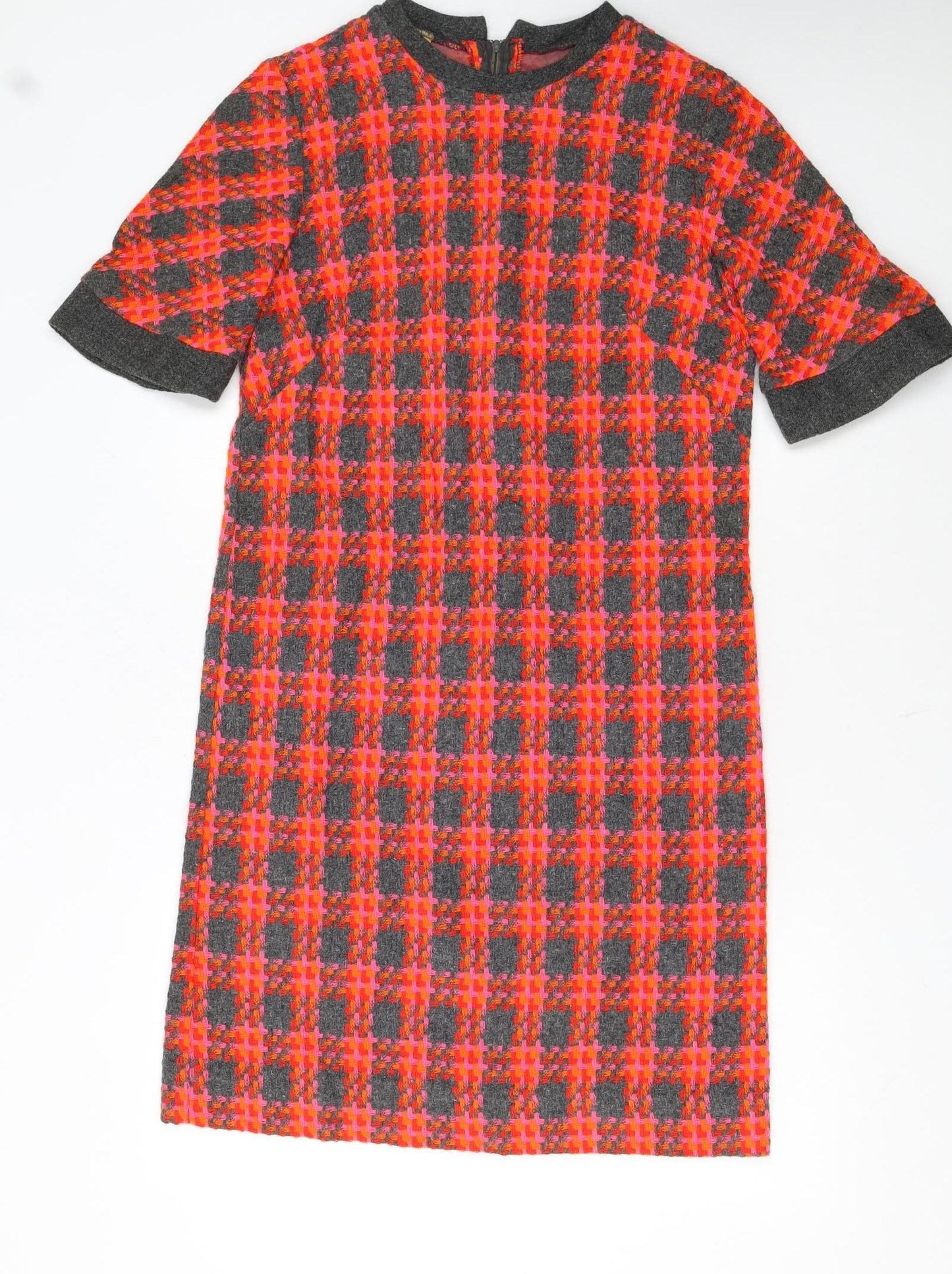 Beeline Fashions Womens Pink Grey Check Shift Dress Size 12 Vintage