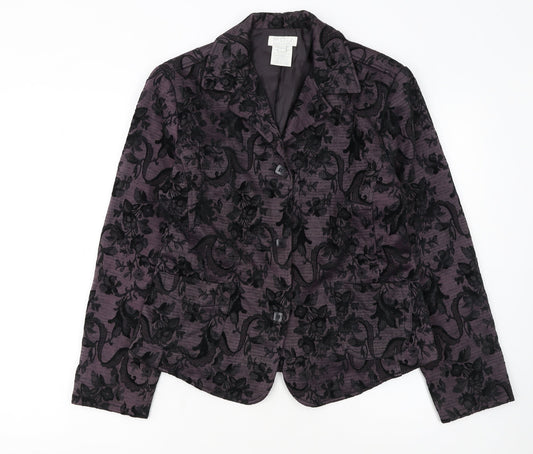 FDJ French Dressing Women's Purple Floral Blazer Medium
