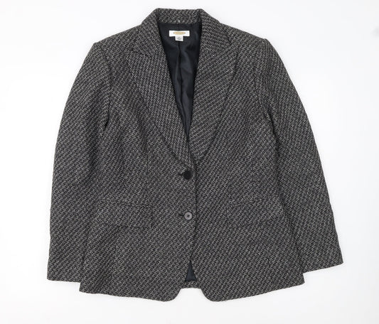 Talbots Women's Grey Wool Tweed Blazer Jacket Size 10 Single Breasted