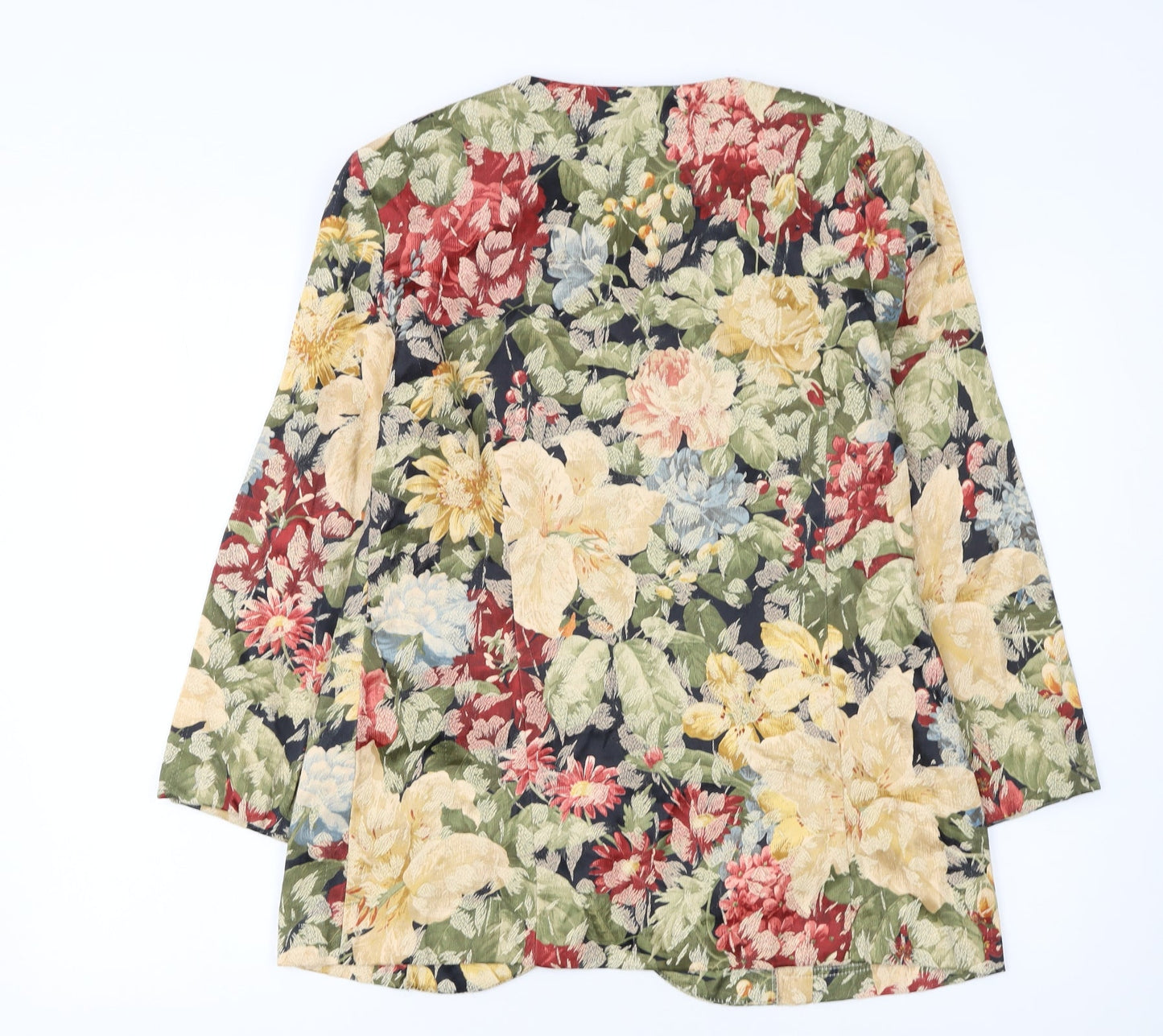 Requirements Women Beige Multicoloured Floral Blazer Size 12 Single-Breasted