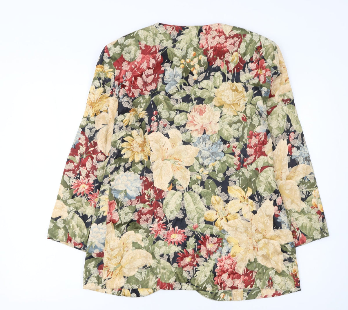 Requirements Women Beige Multicoloured Floral Blazer Size 12 Single-Breasted