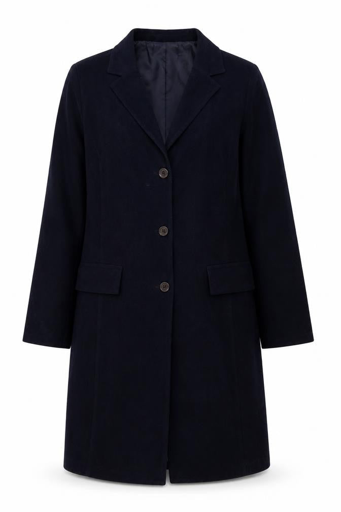 Front view of Rico girls’ blue polyester mid-length buttoned coat 15-16 years