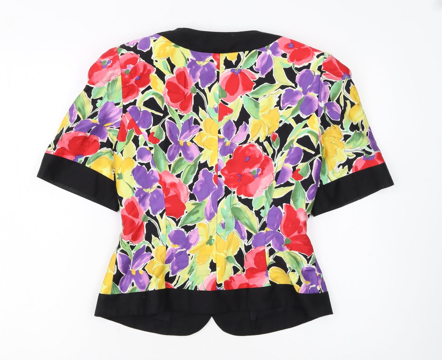 ROUIE Women's Multicoloured Floral Cropped Short Sleeve Blouse Size S