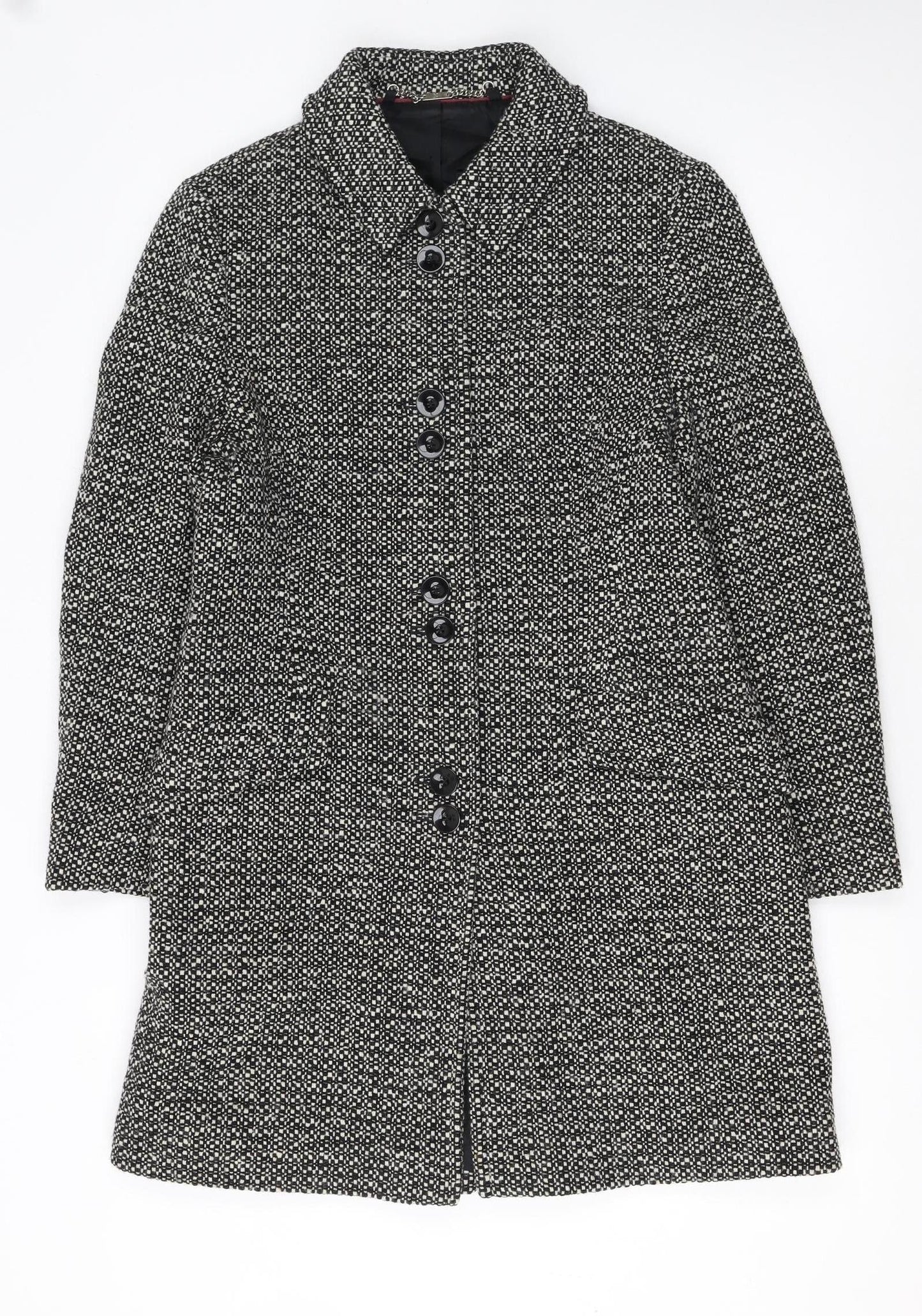 Next Petite Women's Black Wool Blend Mid-Length Coat Size 10