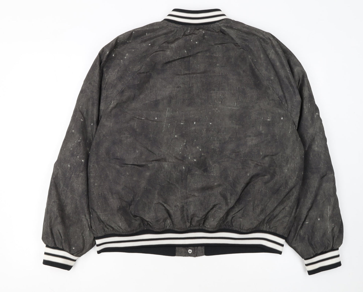 H&M Divided Women's Black Varsity Baseball Jacket Size 8 Polyester