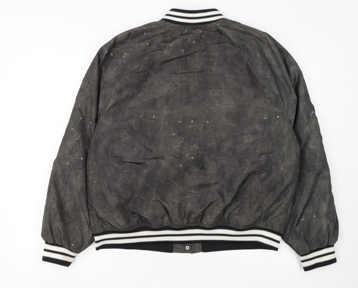 H&M Divided Women's Black Varsity Baseball Jacket Size 8 Polyester