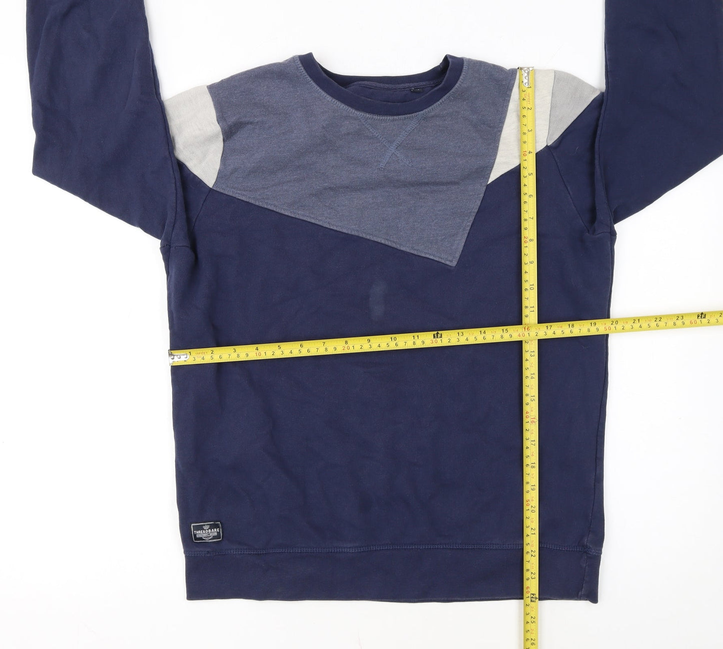 Threadbare Men’s Blue Colour Block Crew Neck Sweatshirt Size M