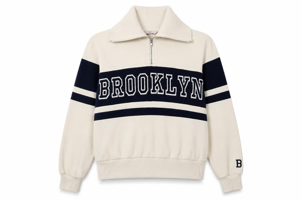 Boux Avenue Womens Beige & Navy Pullover Sweatshirt UK 8 Brooklyn Design