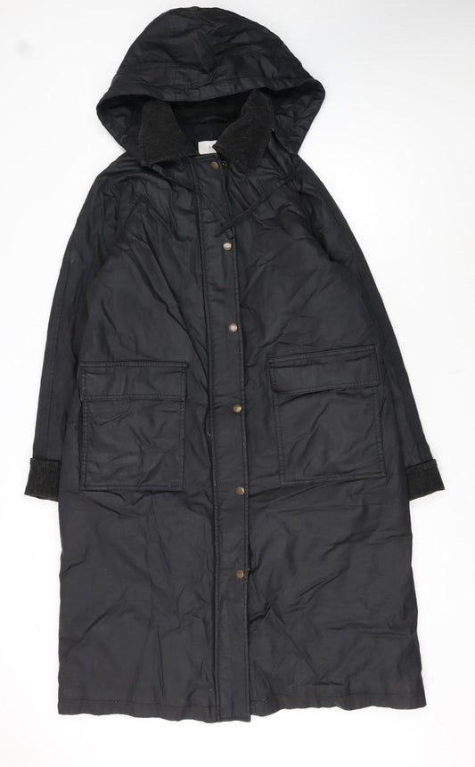 Marks and Spencer Women’s Black Long Hooded Rain Coat Size 10