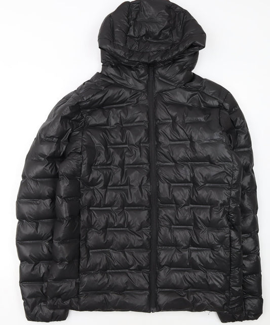H&M Move Womens Black Hooded Puffer Jacket Size M Lightweight Winter