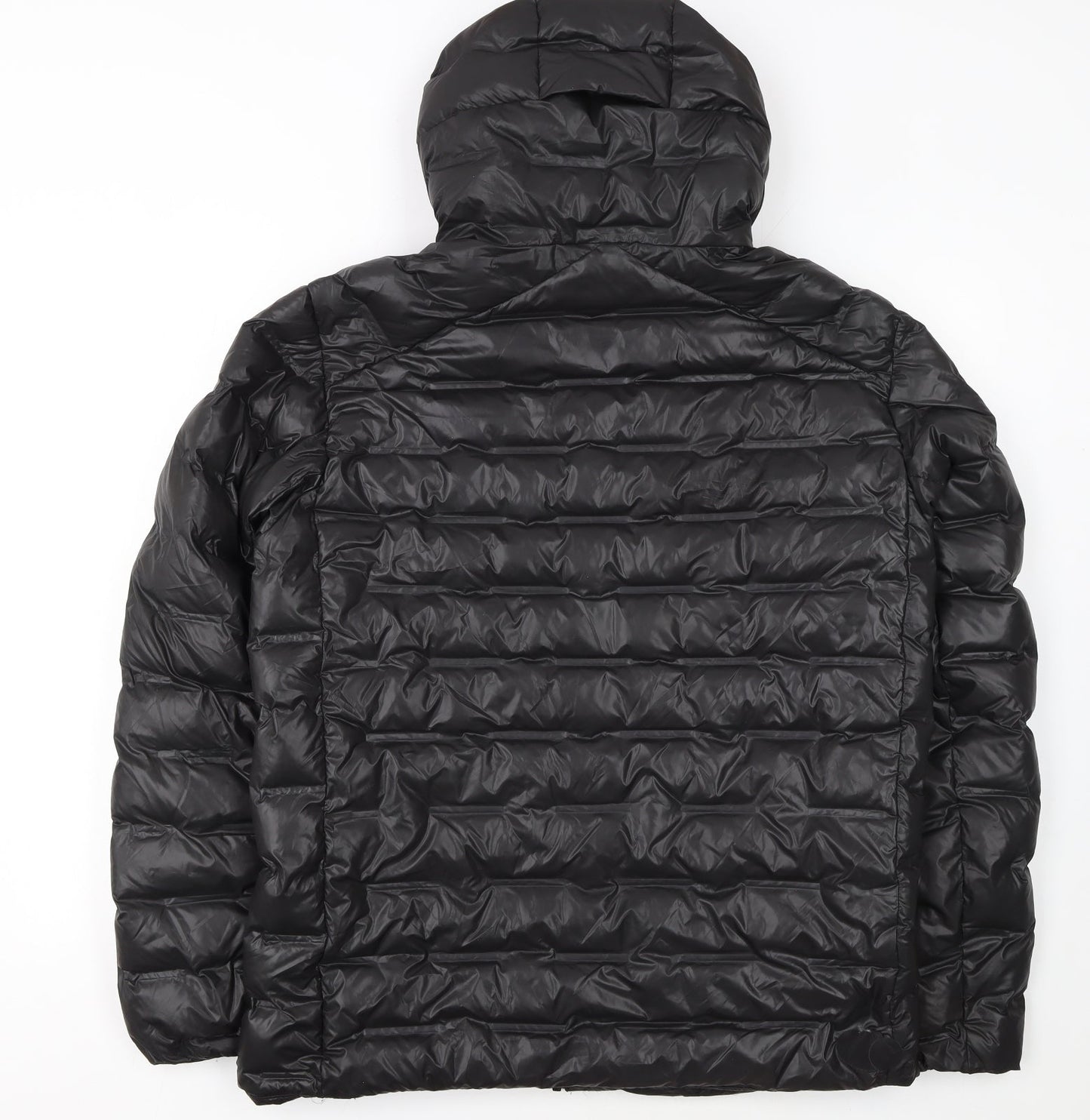 H&M Move Womens Black Hooded Puffer Jacket Size M Lightweight Winter