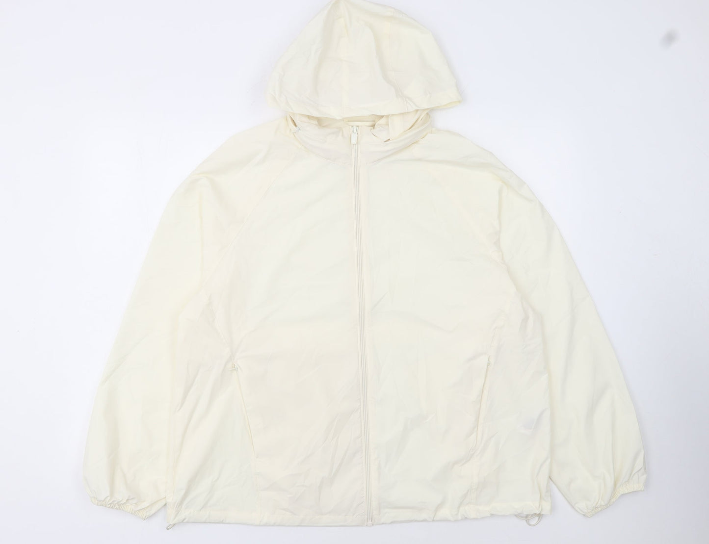 Primark Women Ivory Hooded Windbreaker Jacket Size M Lightweight