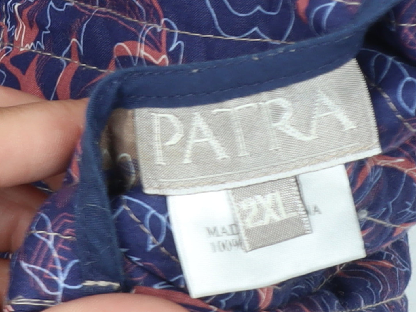 Patra Womens Blue Floral Quilted Cotton Jacket 2XL