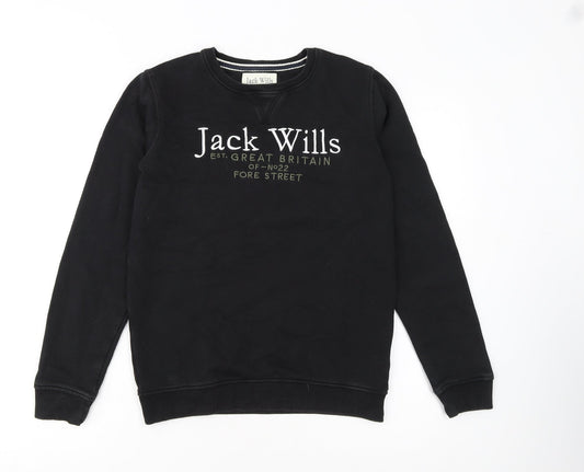 Jack Wills Boys Black Crew Neck Pullover Sweatshirt 12-13 Years