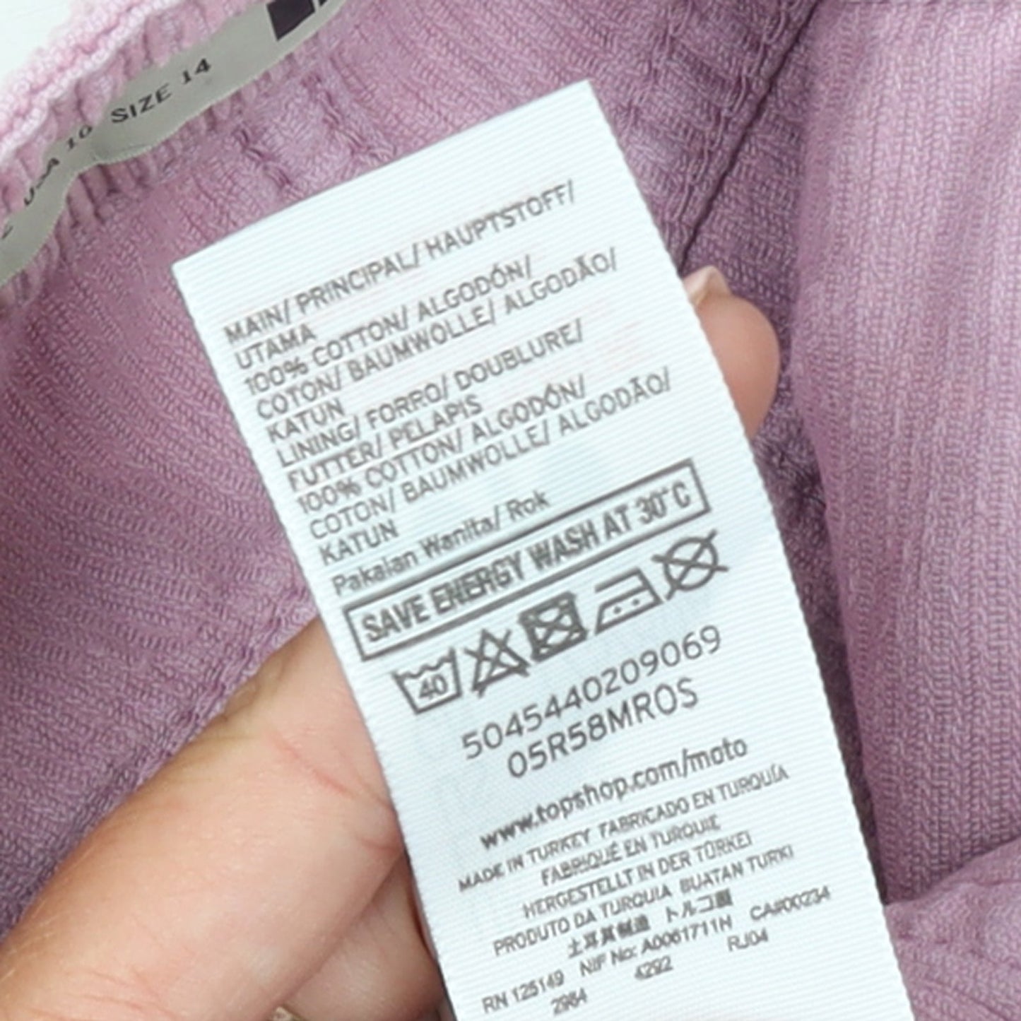 Topshop Women Pink Corduroy Short Straight Skirt UK 14