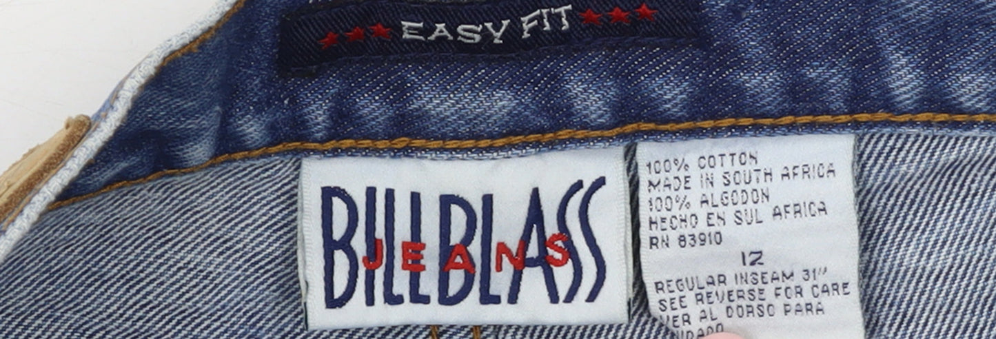 Bill Blass Women Blue Distressed Mom Jeans Size 12 Easy Fit High Rise
