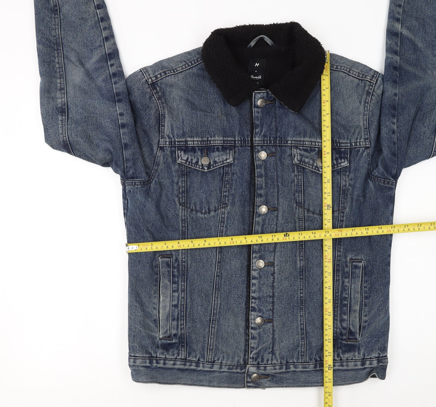 Denim Co Men's Blue Sherpa Lined Denim Jacket Size M