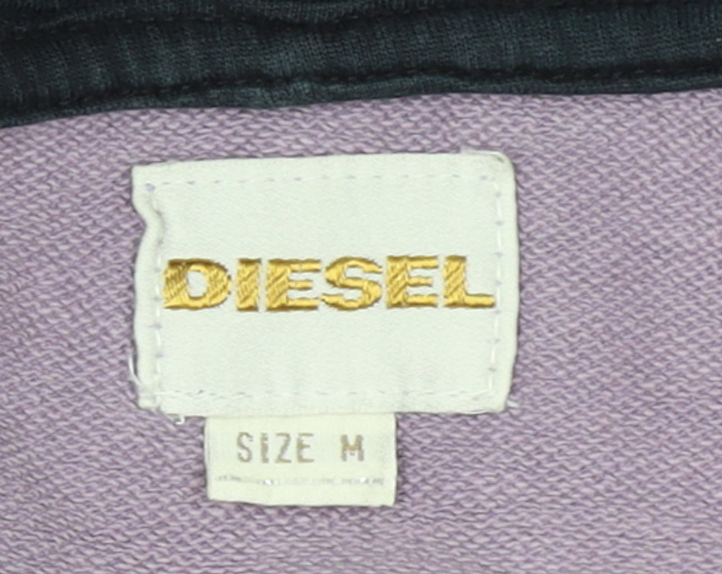 Diesel Women Purple Hooded Pullover Hoodie Medium Cotton Logo Graphic