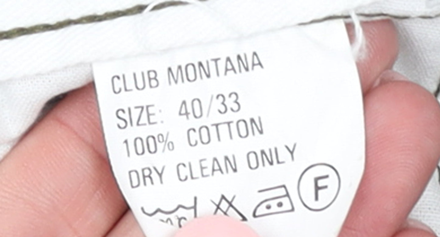 Club Montana Men’s Green Corduroy Pleated Trousers 40W 33L Regular Fit