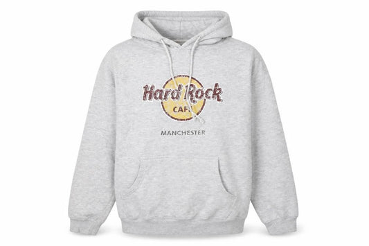 Hard Rock Cafe Men's Grey Pullover Hoodie Medium Music Logo Sweatshirt