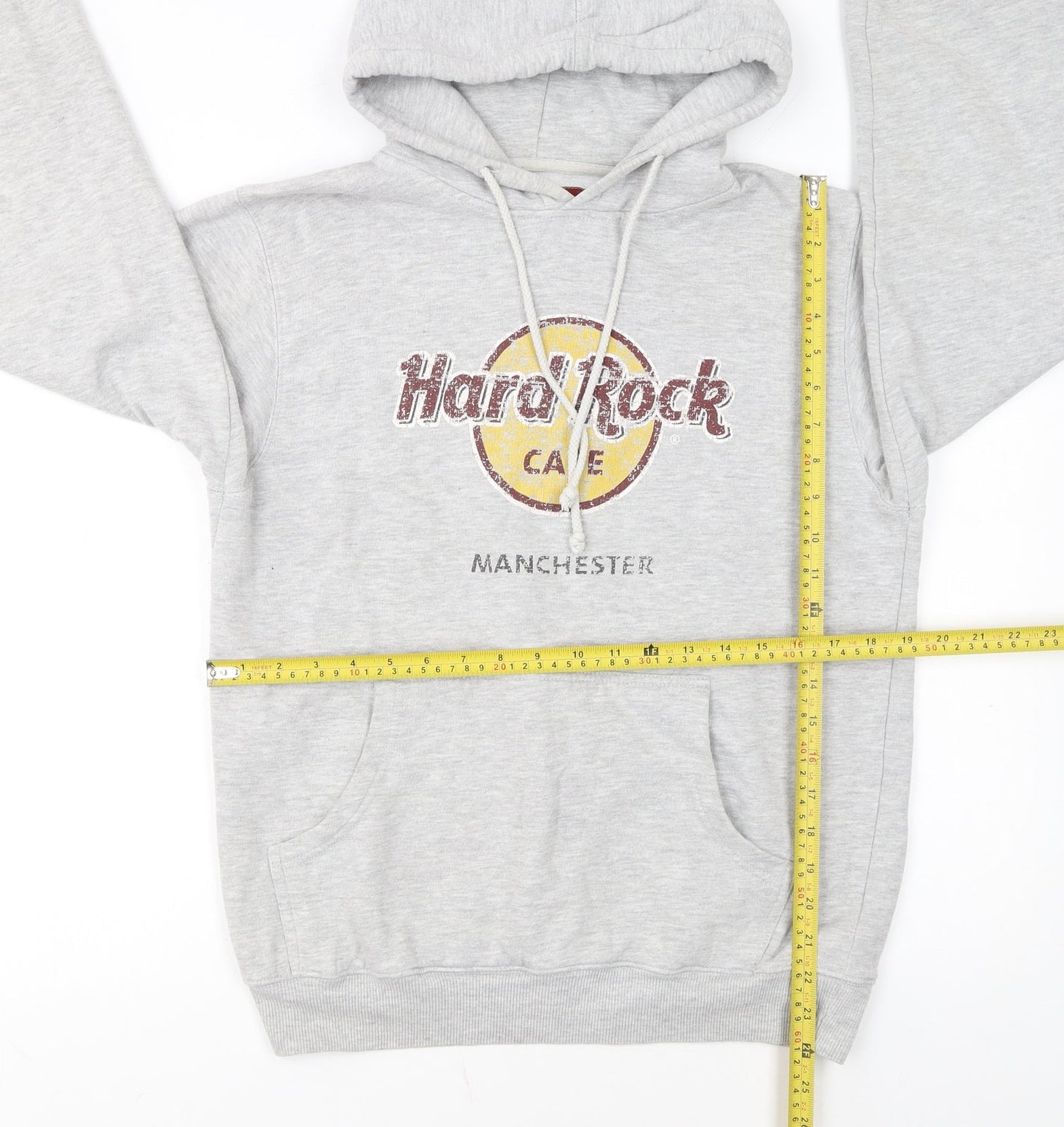 Hard Rock Cafe Men's Grey Pullover Hoodie Medium Music Logo Sweatshirt