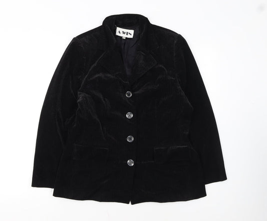 A-WIN Women's Black Velvet Single-Breasted Blazer Size 12