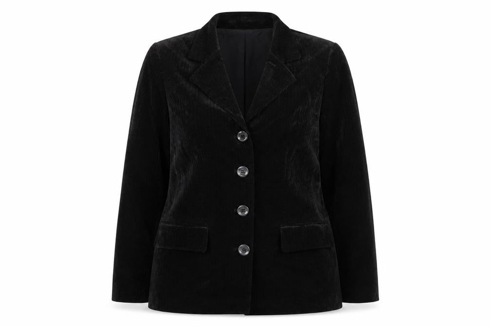 A-WIN Women's Black Velvet Single-Breasted Blazer Size 12