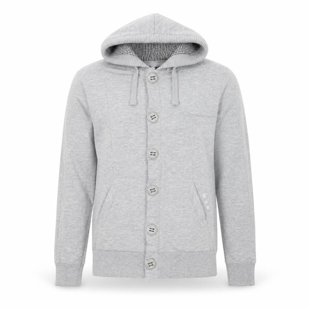 RYSD Men's Grey Button Cardigan Hoodie Size S Regular Fit
