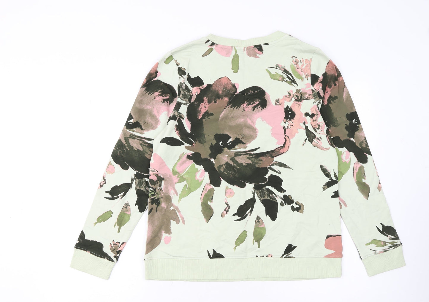 Denim & Co Women’s Green Floral Pullover Sweatshirt Size S