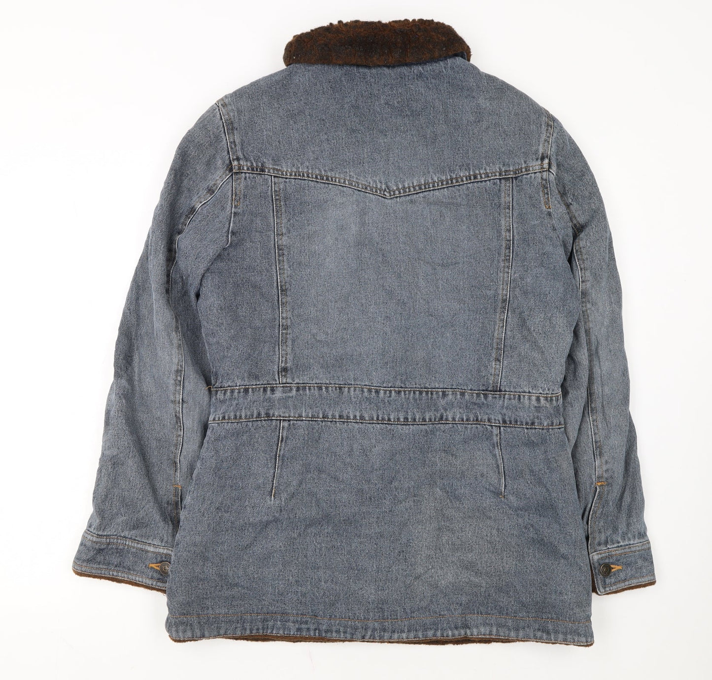 Marvin Richards Women's Blue Denim Faux Fur Collar Jacket Size M