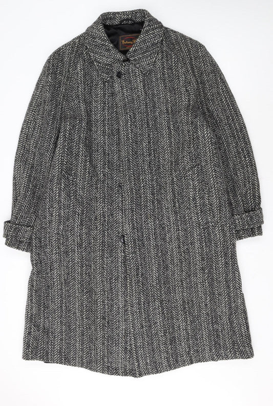 Botany 500 Women's Grey Herringbone Wool Long Overcoat Size 16