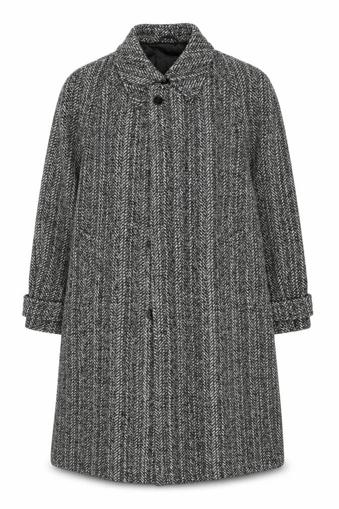 Botany 500 Women's Grey Herringbone Wool Long Overcoat Size 16