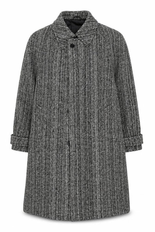 Botany 500 Women's Grey Herringbone Wool Long Overcoat Size 16