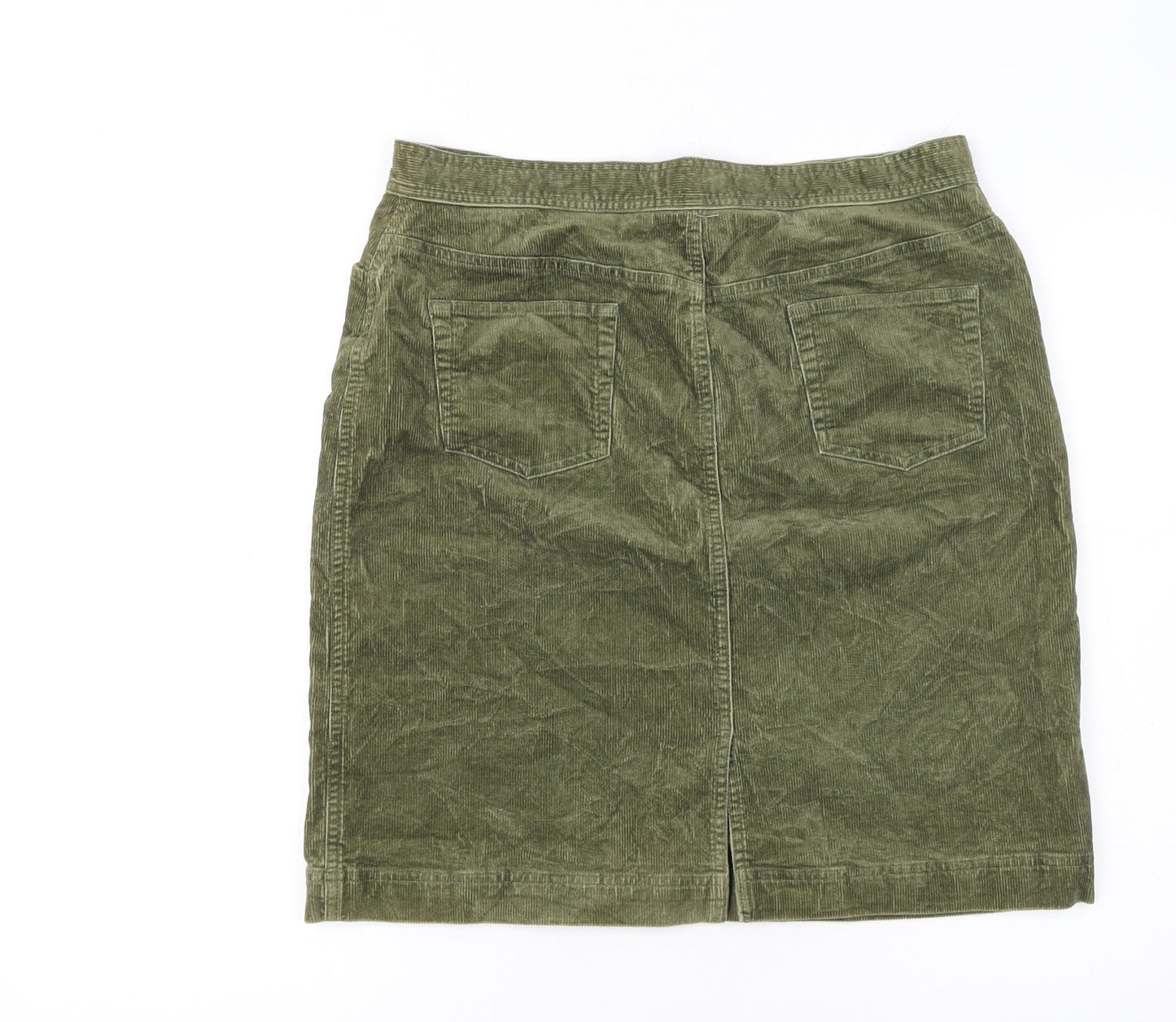 Jones Sport Women Green Corduroy Pencil Skirt Size 12 Stretch