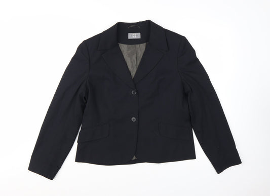 Amaranto Women's Black Size 16 Single-Breasted Blazer