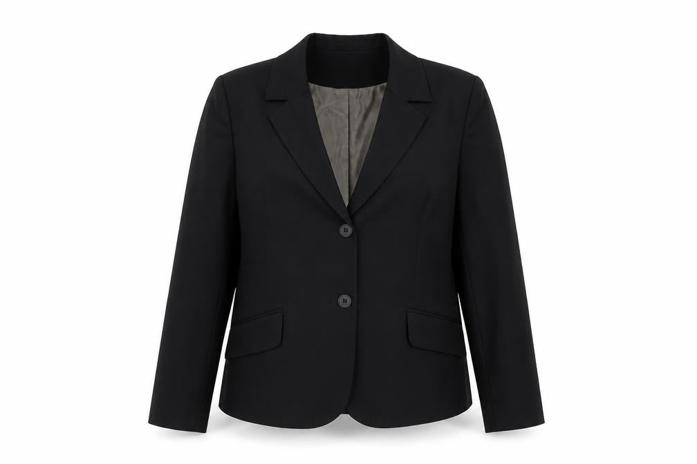 Front view of Amaranto Women's Black, size 16, Single-Breasted Blazer