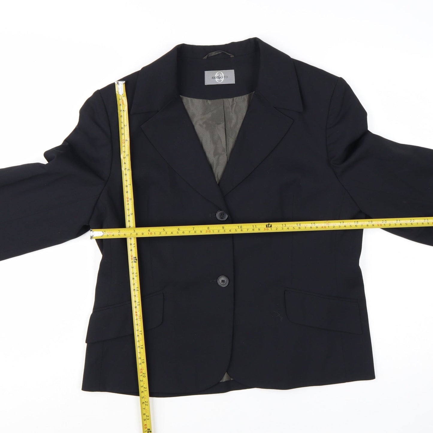 Amaranto Women's Black Size 16 Single-Breasted Blazer
