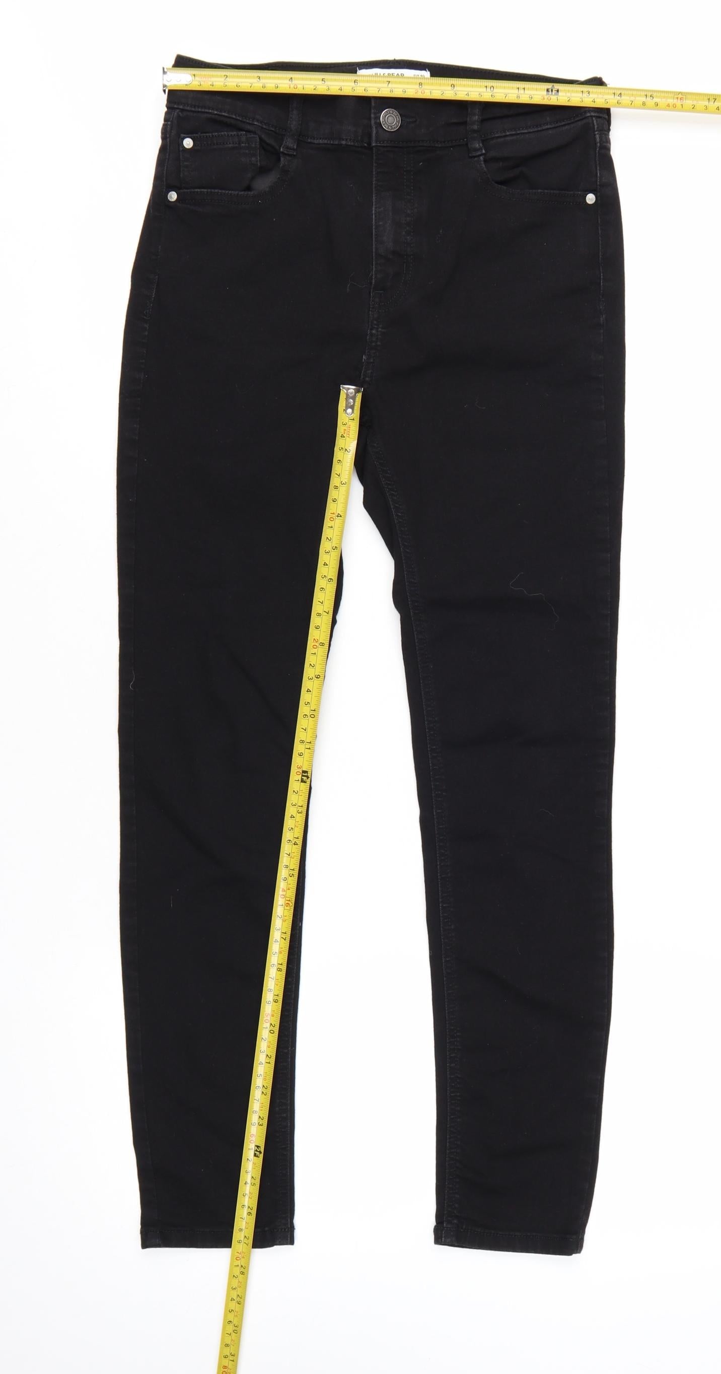 Pull & Bear Womens Black Skinny Jeans Size 12 Slim Fit Denim