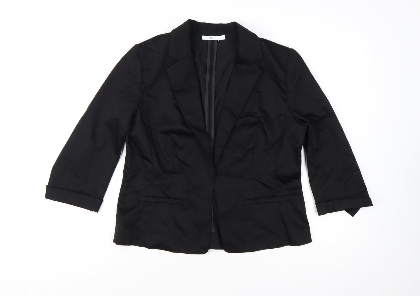 Ricki's Women's Black Blazer Size 10 Cotton Blend Single-Breasted Jacket