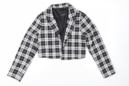 Miss Selfridge Womens Black Check Cropped Suit Jacket UK 10