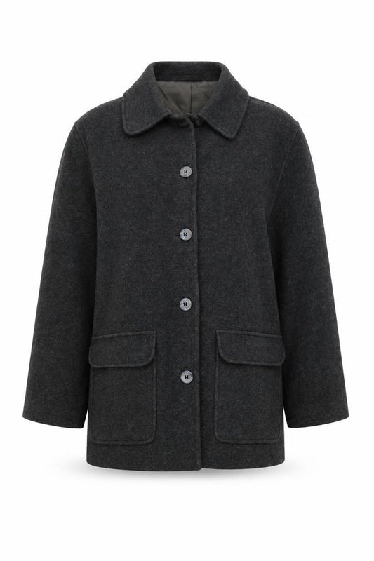 Marks and Spencer Women Grey Wool Blend Overcoat UK 14 Classic Style
