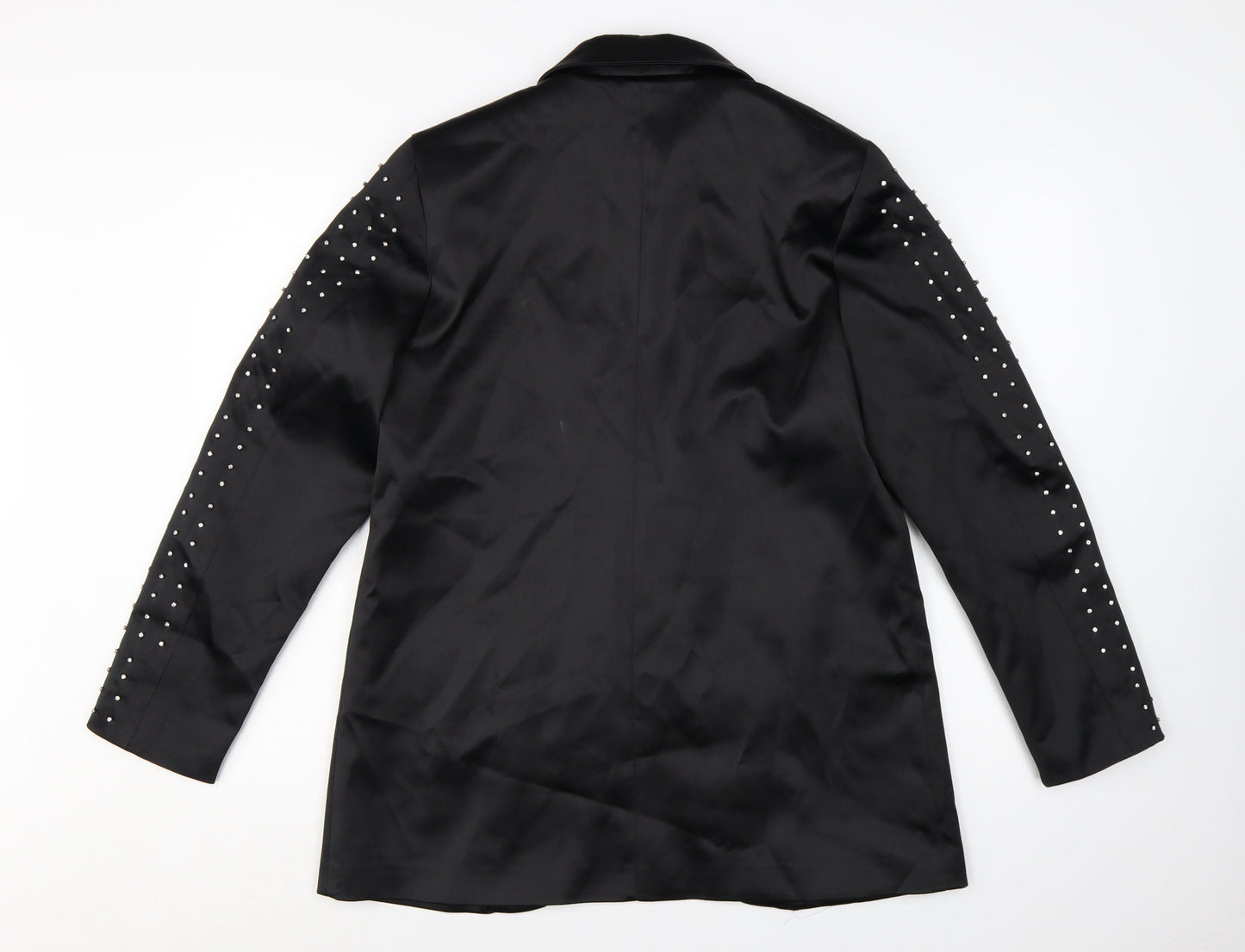 Harpene Women Black Studded Long Sleeve Blazer Size 14 Polyester