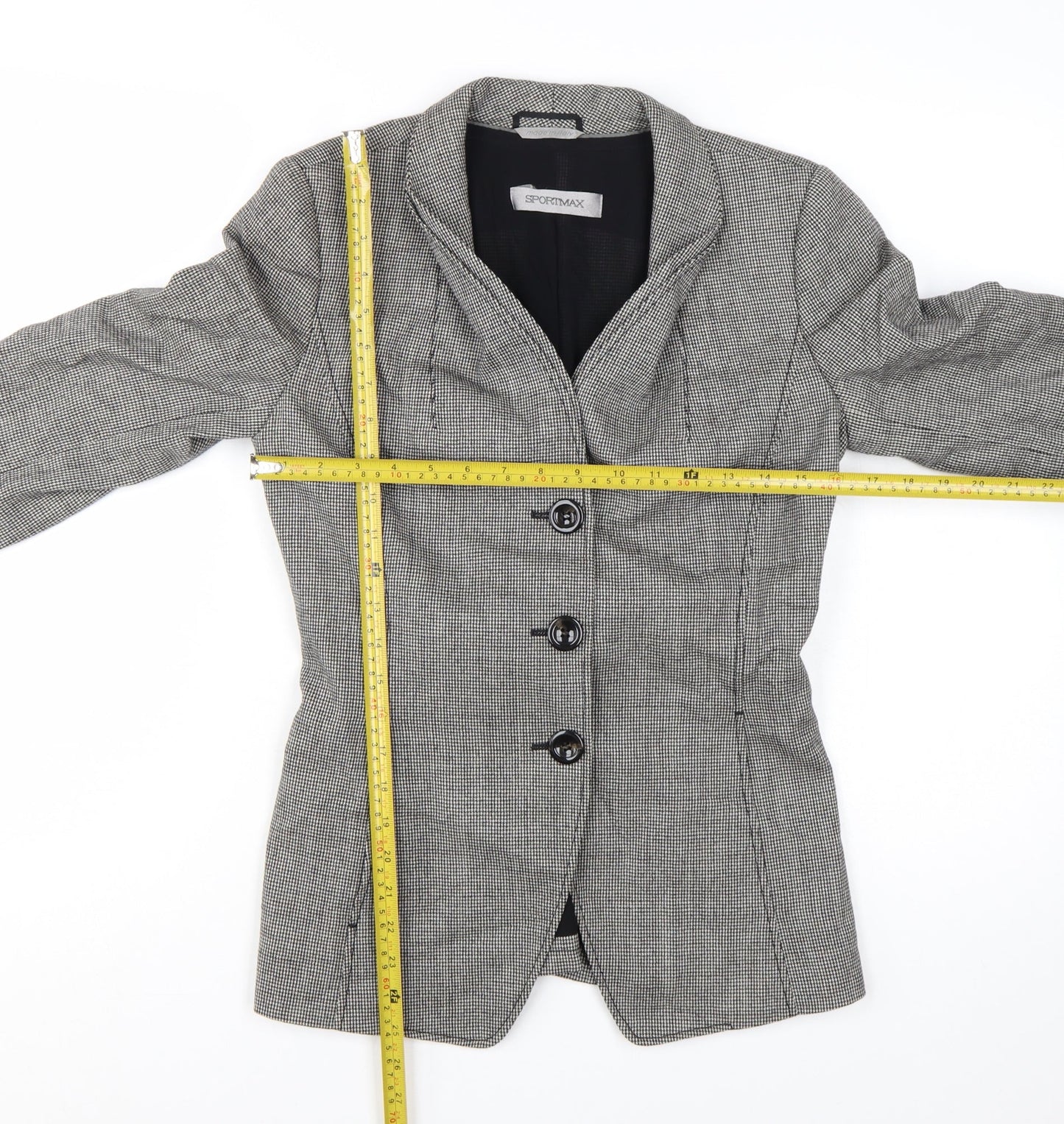 Sportmax Women’s Grey Wool Tailored Belted Jacket Size 12