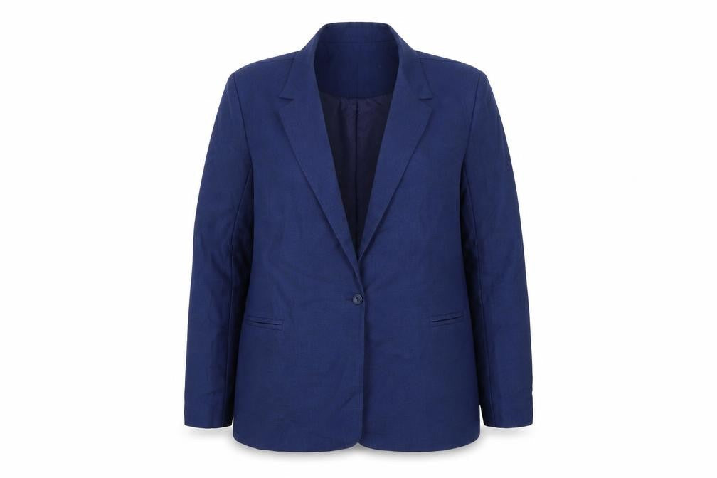 Moygashel Fabric Women's Blue Size 18 Single-Breasted Blazer